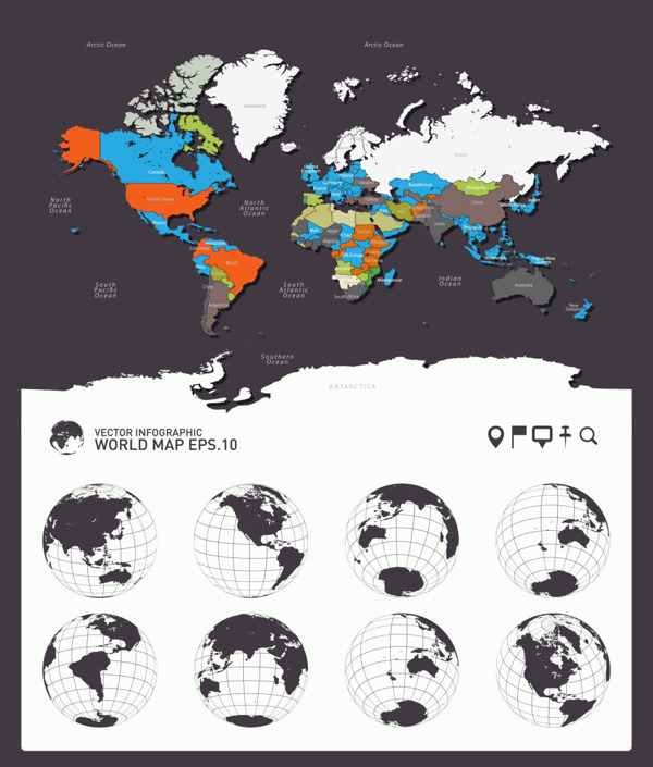 数字图标世界地图