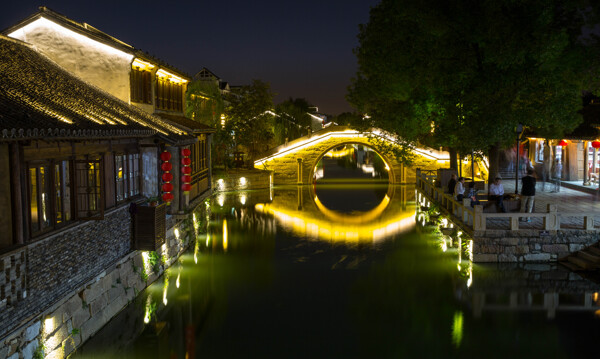 江苏无锡荡口古镇夜景