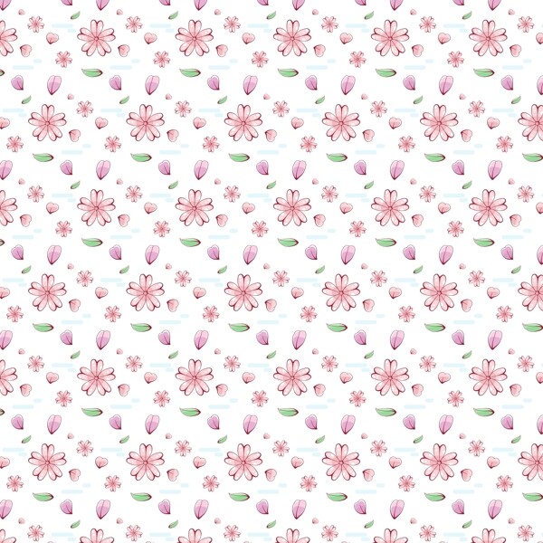 彩绘樱花花朵无缝背景矢量图