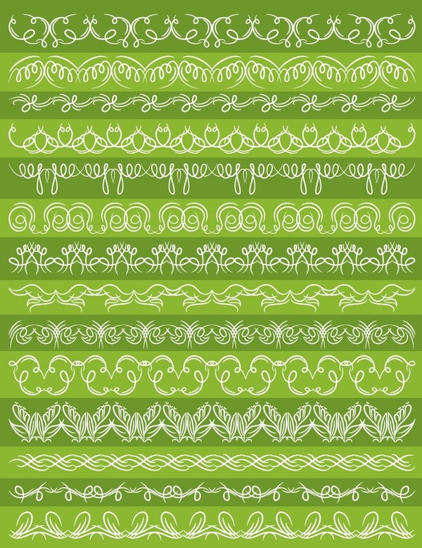 绿色小清新蕾丝花纹分割线与复古装饰元素