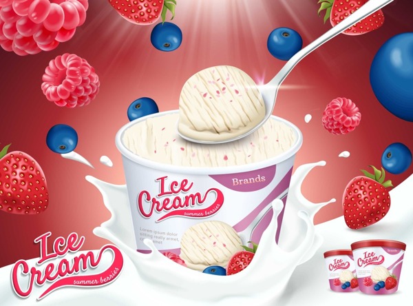 美味的草莓冰淇淋插画