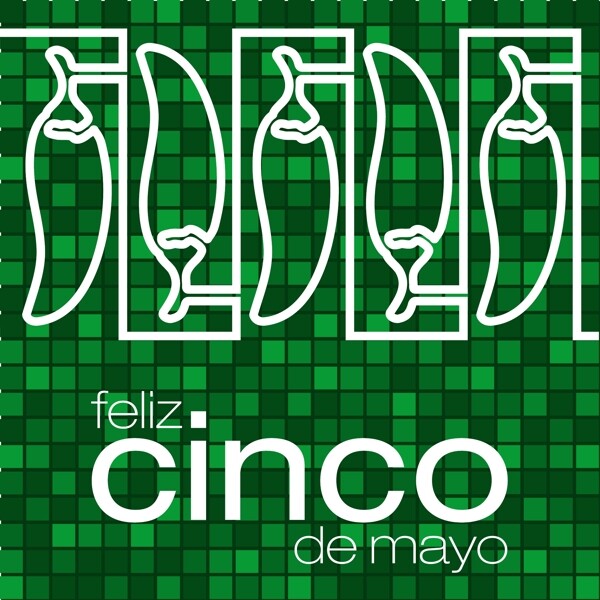 FelizCincodeMayo幸福5月第五镶嵌辣椒卡矢量格式