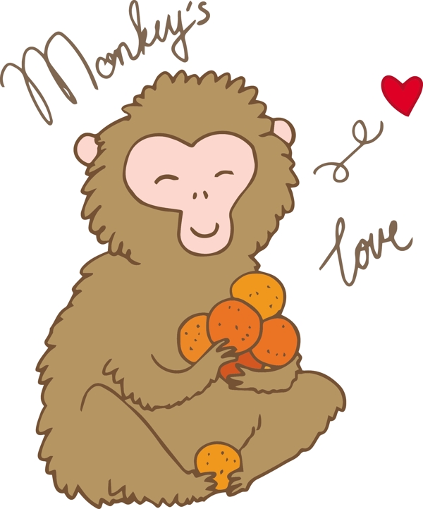 捧着水果高兴的猴子