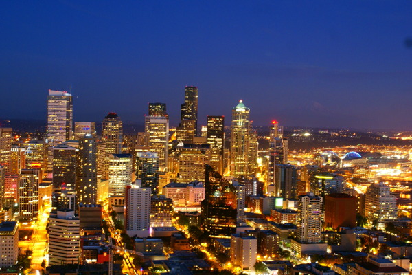 西雅图夜景图片