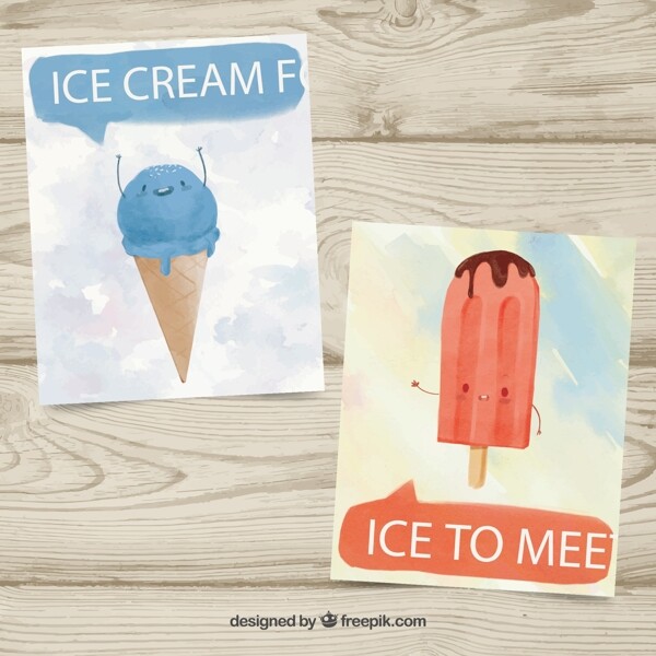 彩绘可爱冰淇淋卡片图片