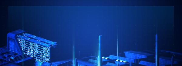 全原创深蓝科技光效C4D建筑背景