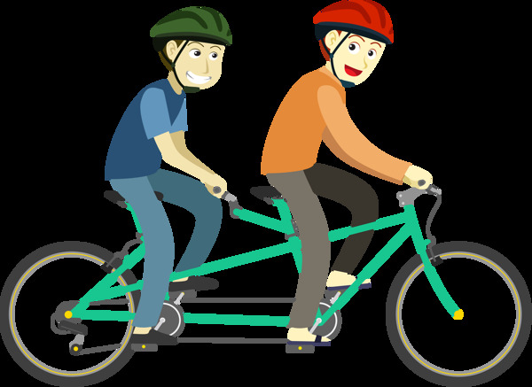 双人自行车插画免抠png透明图层素材