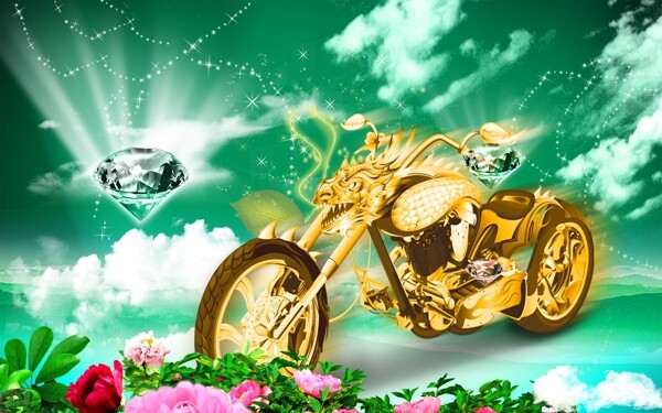 钻石和摩托车海报图片