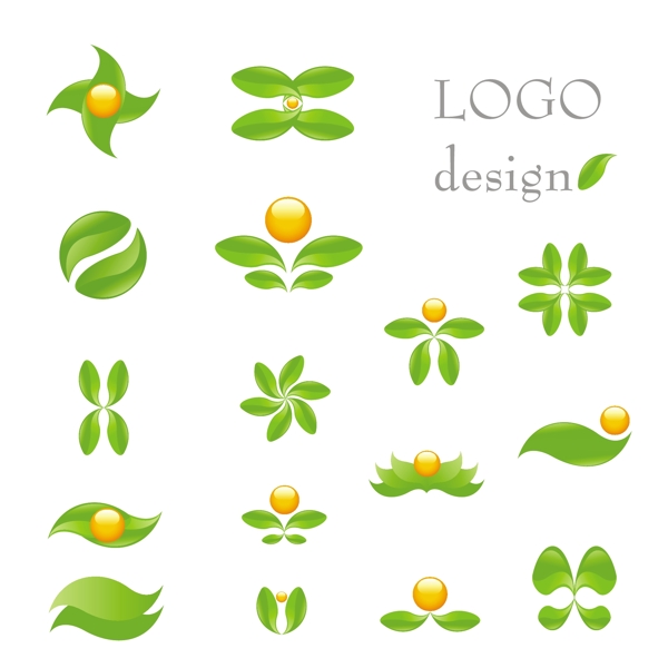 绿叶主题logo模板矢量素材