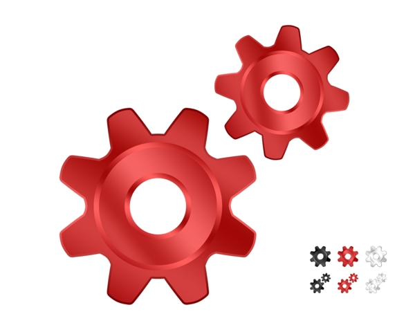 红色设置齿轮icon图标素材