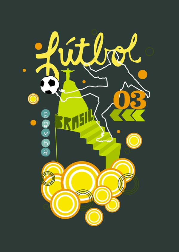 印花矢量图足球风景巴西文字免费素材
