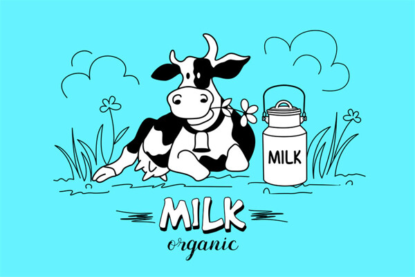 卡通奶牛与牛奶图片