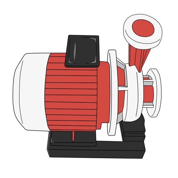 手绘消防器材消防泵插画