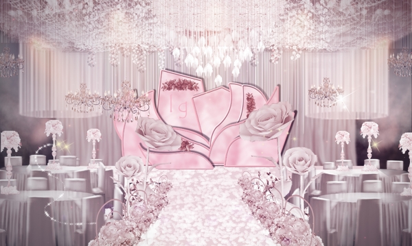 粉色唯美婚礼效果图