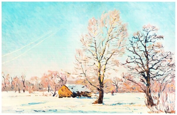 雪景油画图片