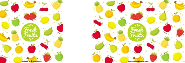 不同种类的水果装饰图案矢量素材