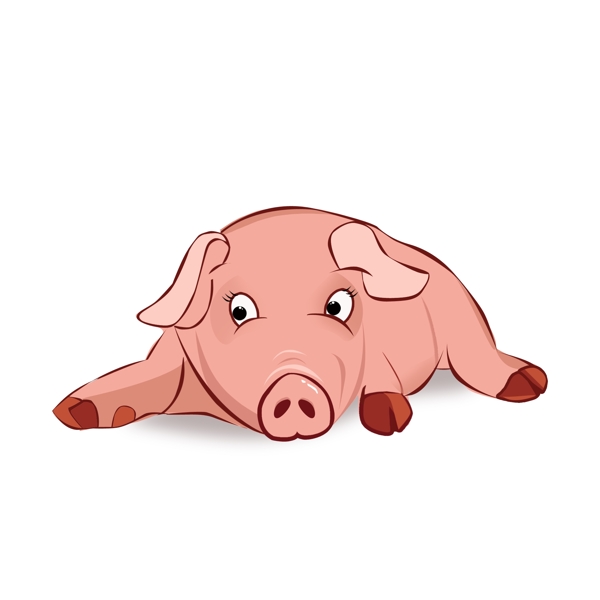 原创猪粉色卡通可爱动物元素原创商用2019生肖猪猪年