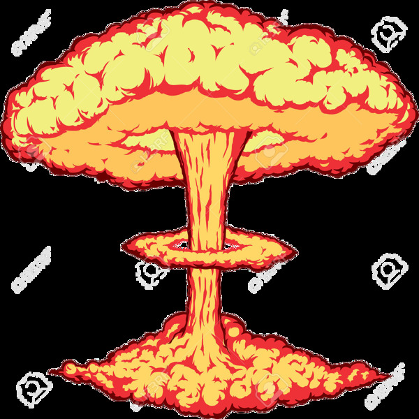 卡通黄色核爆蘑菇云png元素