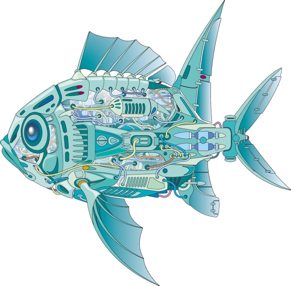机械鱼的创意设计矢量