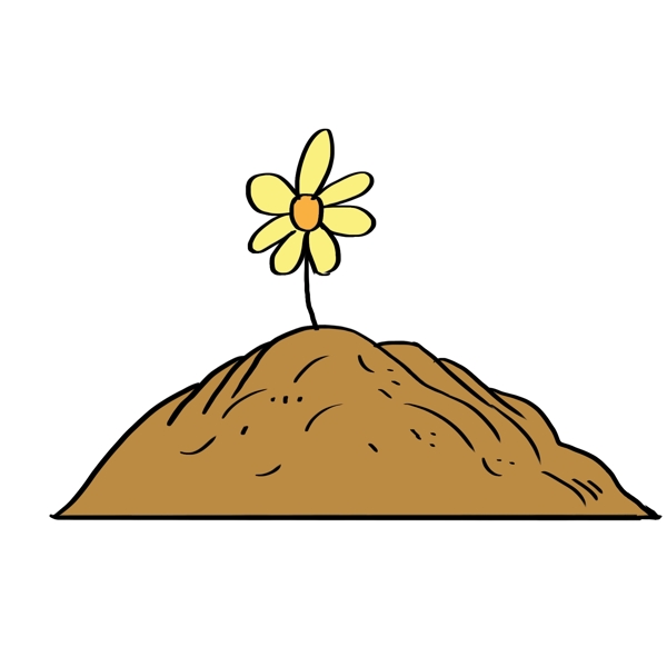 卡通小花插在泥巴上