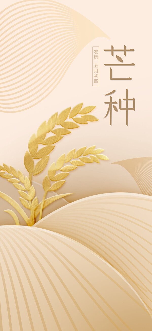 金黄芒种稻田海报