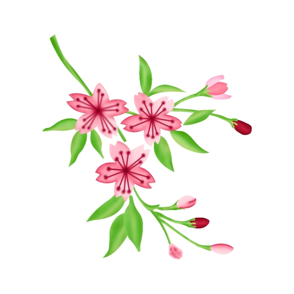 简约创意粉色手绘花桃花可商用元素