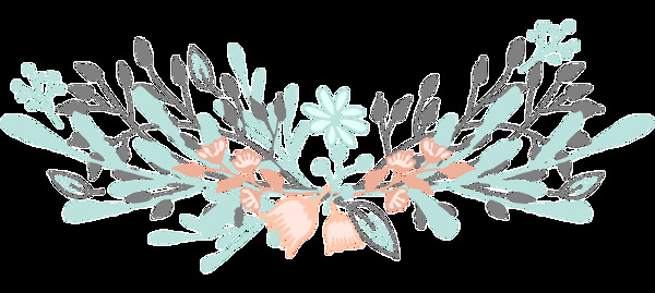精致美丽花丛卡通水彩透明素材