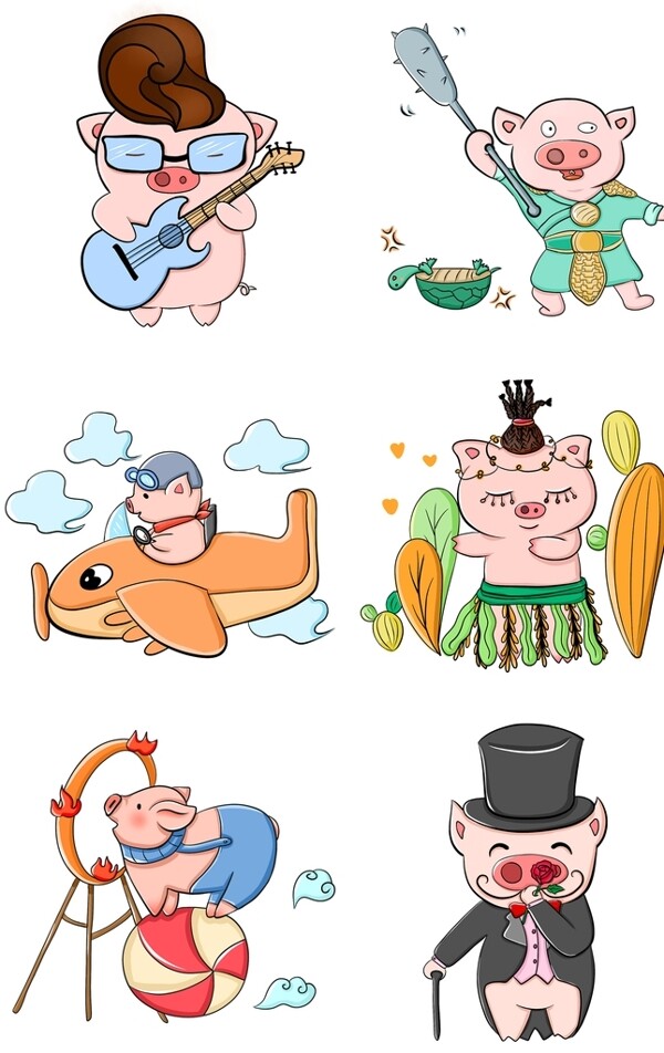 卡通猪手绘猪猪插画图片