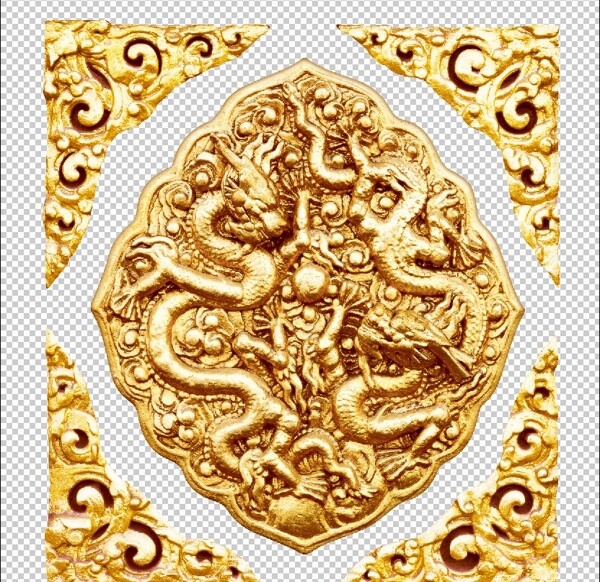 金色龙纹浮雕图片