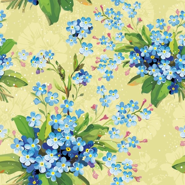 蓝色小花矢量素材手绘花卉