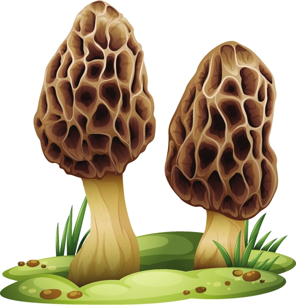 草地上的卡通蘑菇