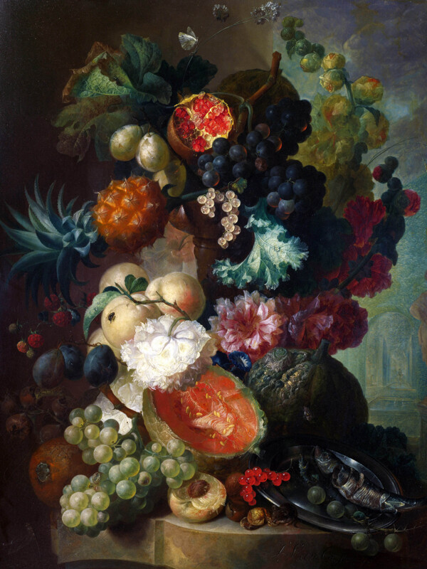 水果葡萄油画图片