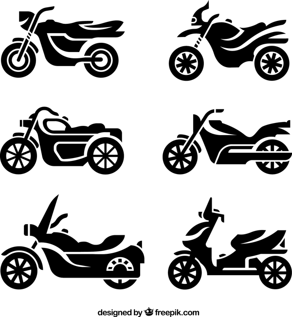 6款时尚摩托车剪影矢量素材