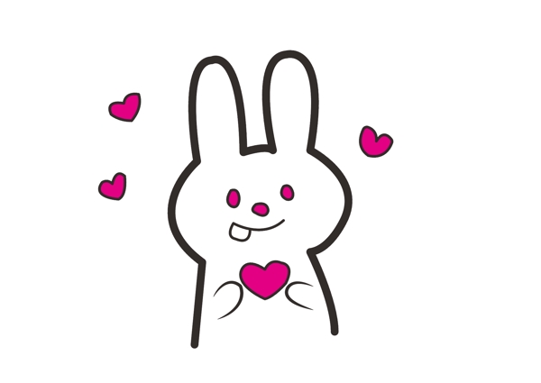 矢量卡通创意兔子爱心