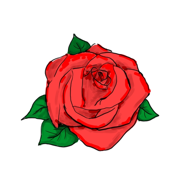 手绘的玫瑰花朵可商用元素