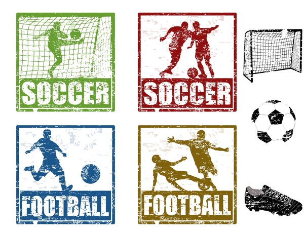 足球印章标签矢量图片
