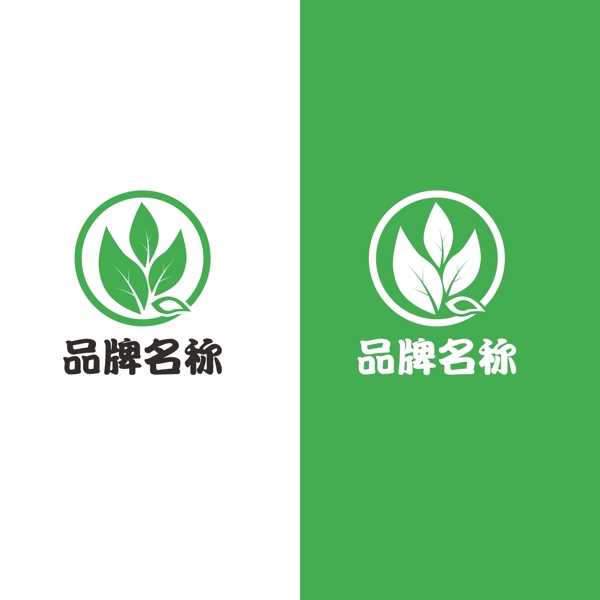 绿色叶子植物logo设计