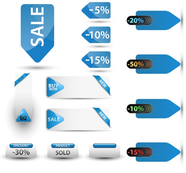 蓝色冬季促销标签矢量