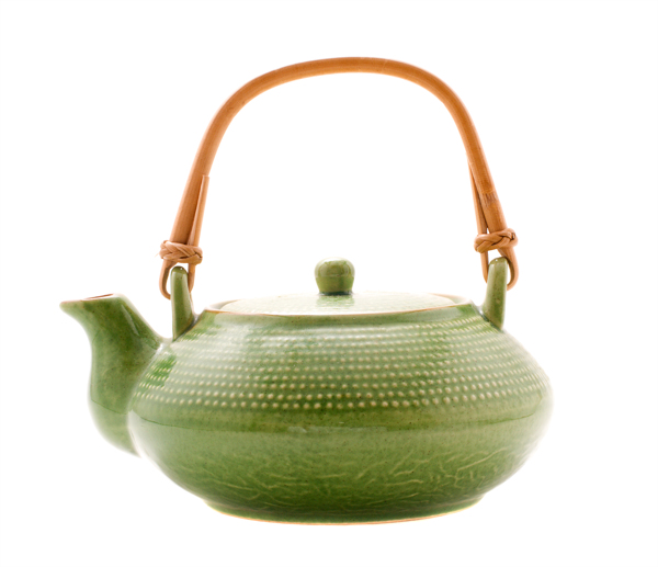 一个绿色茶壶图片