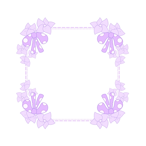 紫色蝴蝶结边框插画