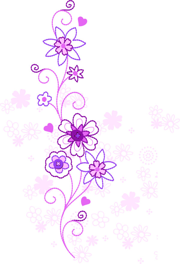 紫色花藤元素图案设计