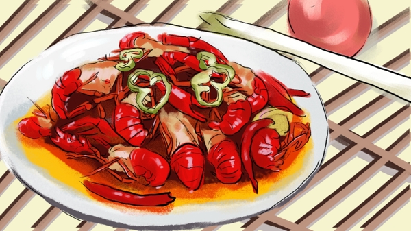 长沙美食口味虾插画