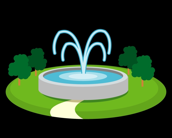 绿色环保喷水池效果图矢量图片