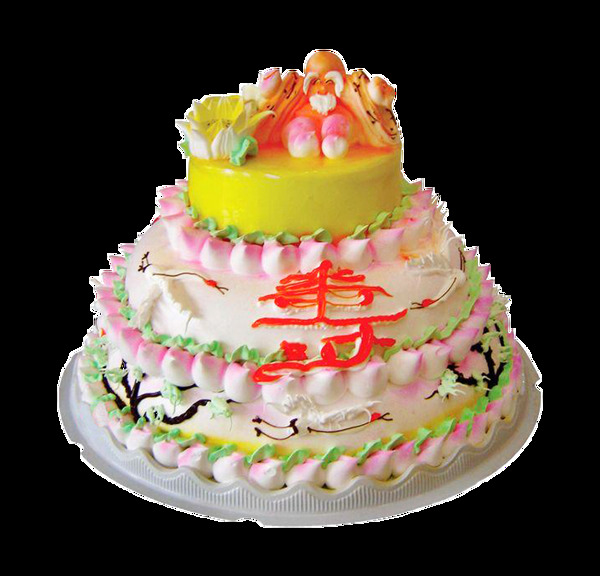 三层寿字生日蛋糕素材