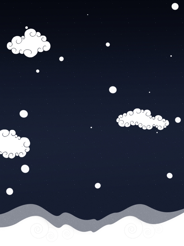 纯原创手绘卡通简约冬天下月的天空背景
