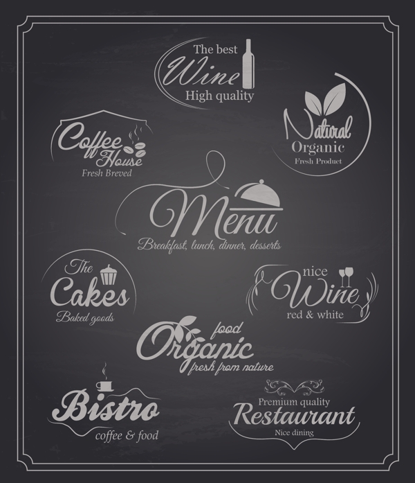 餐厅菜单设计矢量字体素材