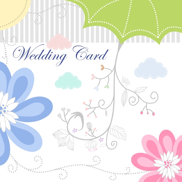 婚礼花纹卡片矢量模板素材2