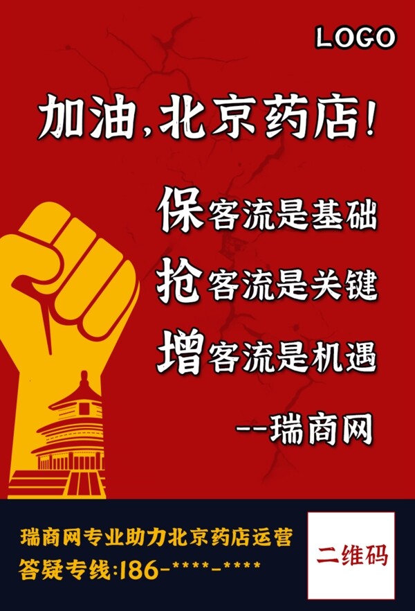 加油北京药店宣传海报