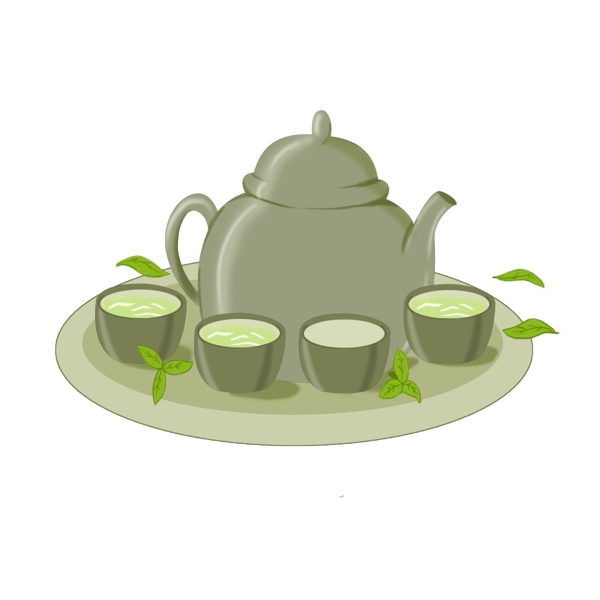 手绘陶瓷茶壶茶杯茶叶