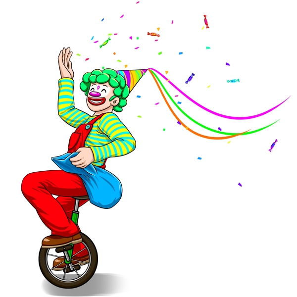 骑单车的可爱小丑